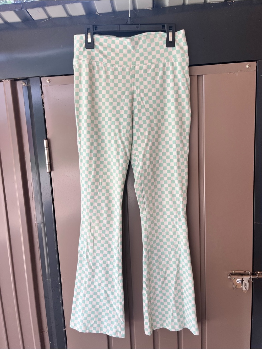 Girls BCG Mint and White Checkered Flare Leg Kids Pants